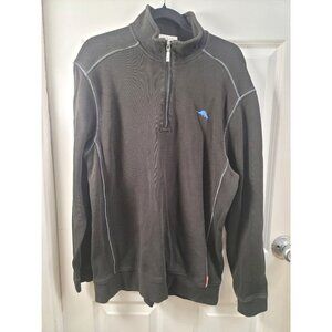 Tommy Bahama 1/4 Zip Relax Deluxe Black Pullover Sweatshirt L